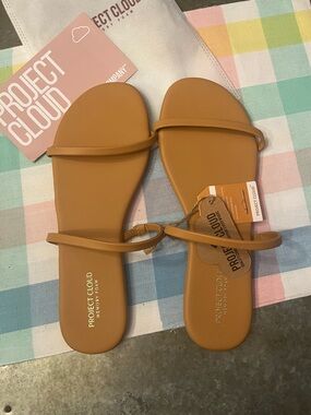 Project Cloud Women's Tan Minimal Slide Sandals